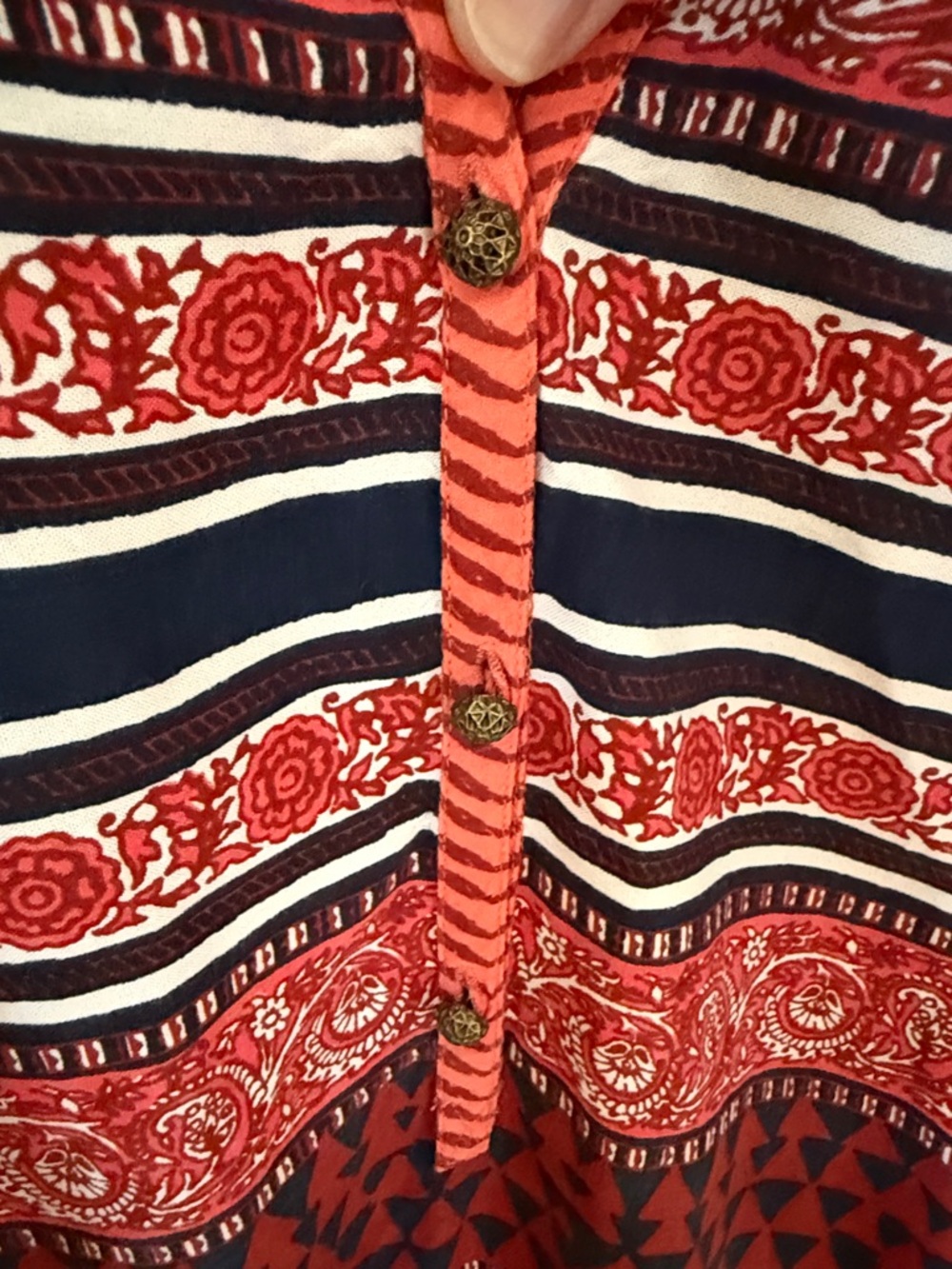 Lucky Brand Red & Navy Mixed-Print Sleeveless V-Neck Dress - Picture 6 of 6